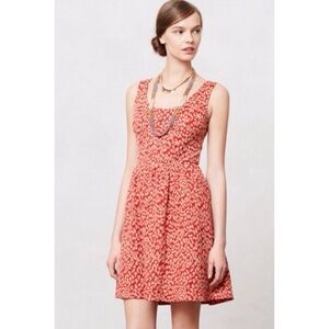 Maeve For Anthropologie Coral and Cream Leopard Mini Dress